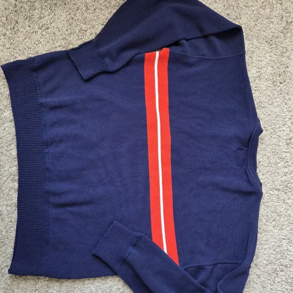 VINTAGE Fighting Illini Sweater Mens 2XL Dehen Blue V Neck Acrylic Long Sleeve